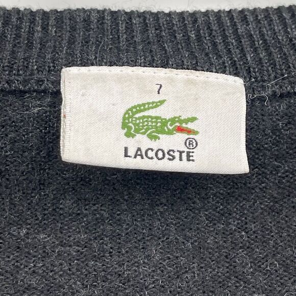 Lacoste Charcoal Gray Laine Wool Blend Knit V-Neck Pullover Sweater Size 7 - Picture 4 of 8